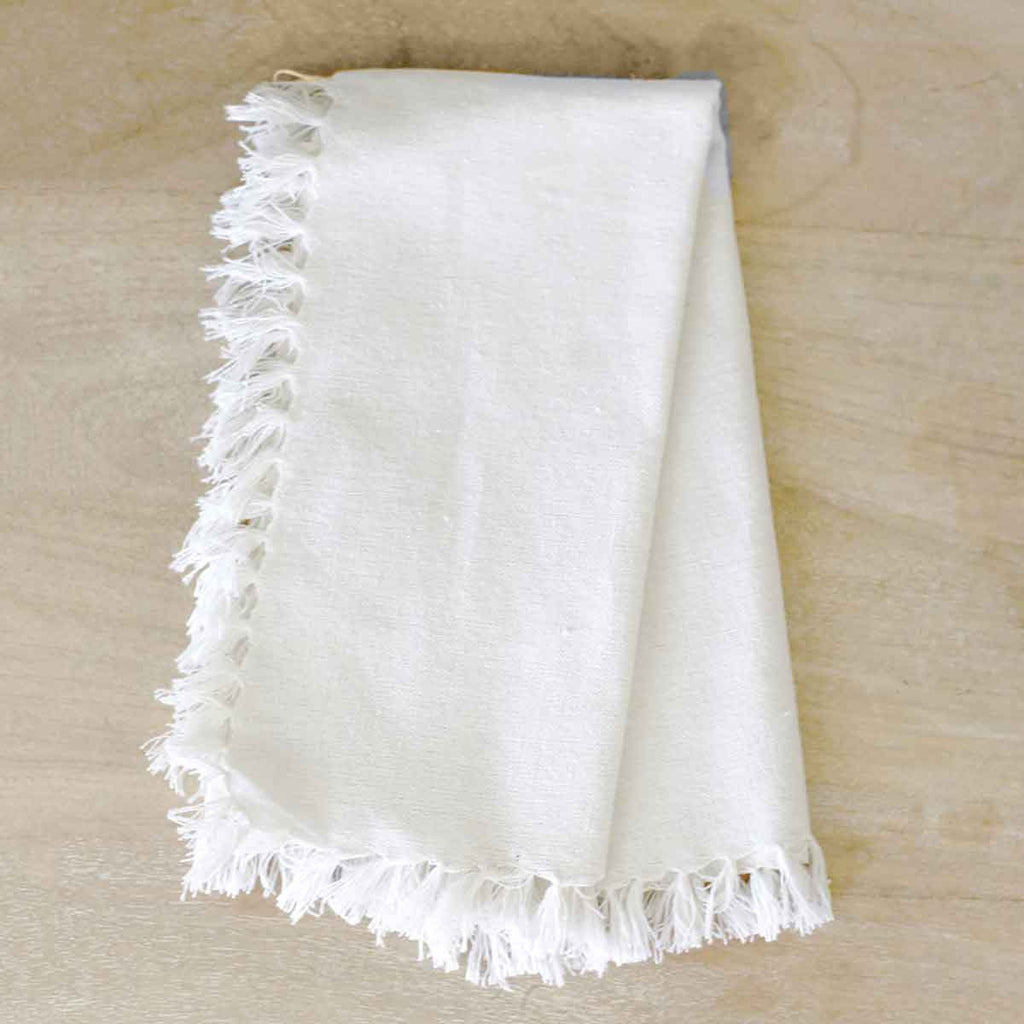 Fringe Napkin in Soft White - Sax Style