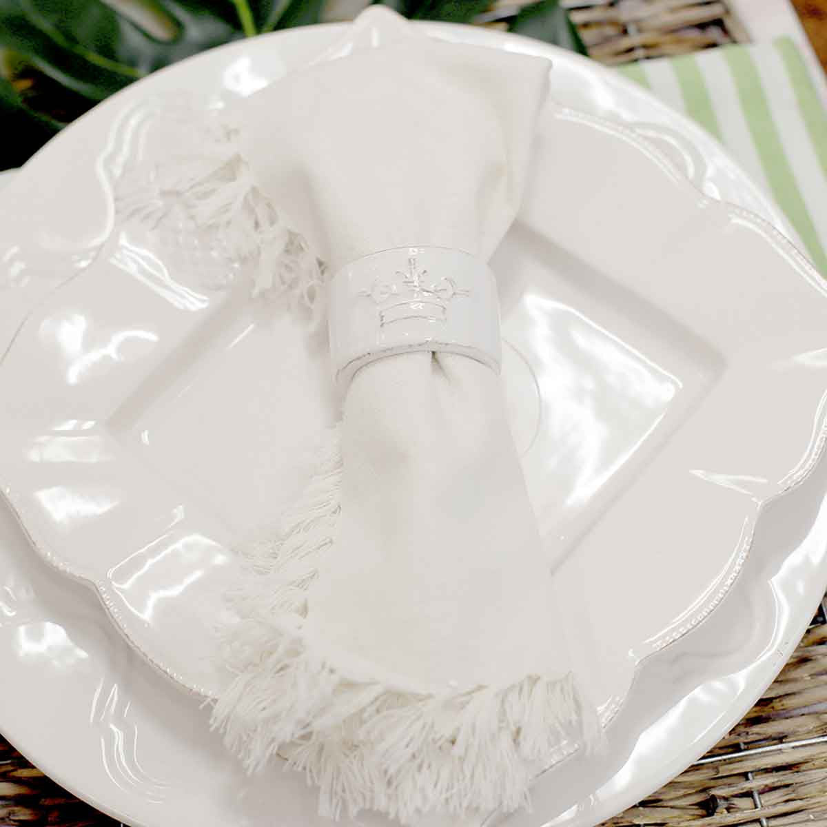 Fringe Napkin in Soft White - Sax Style