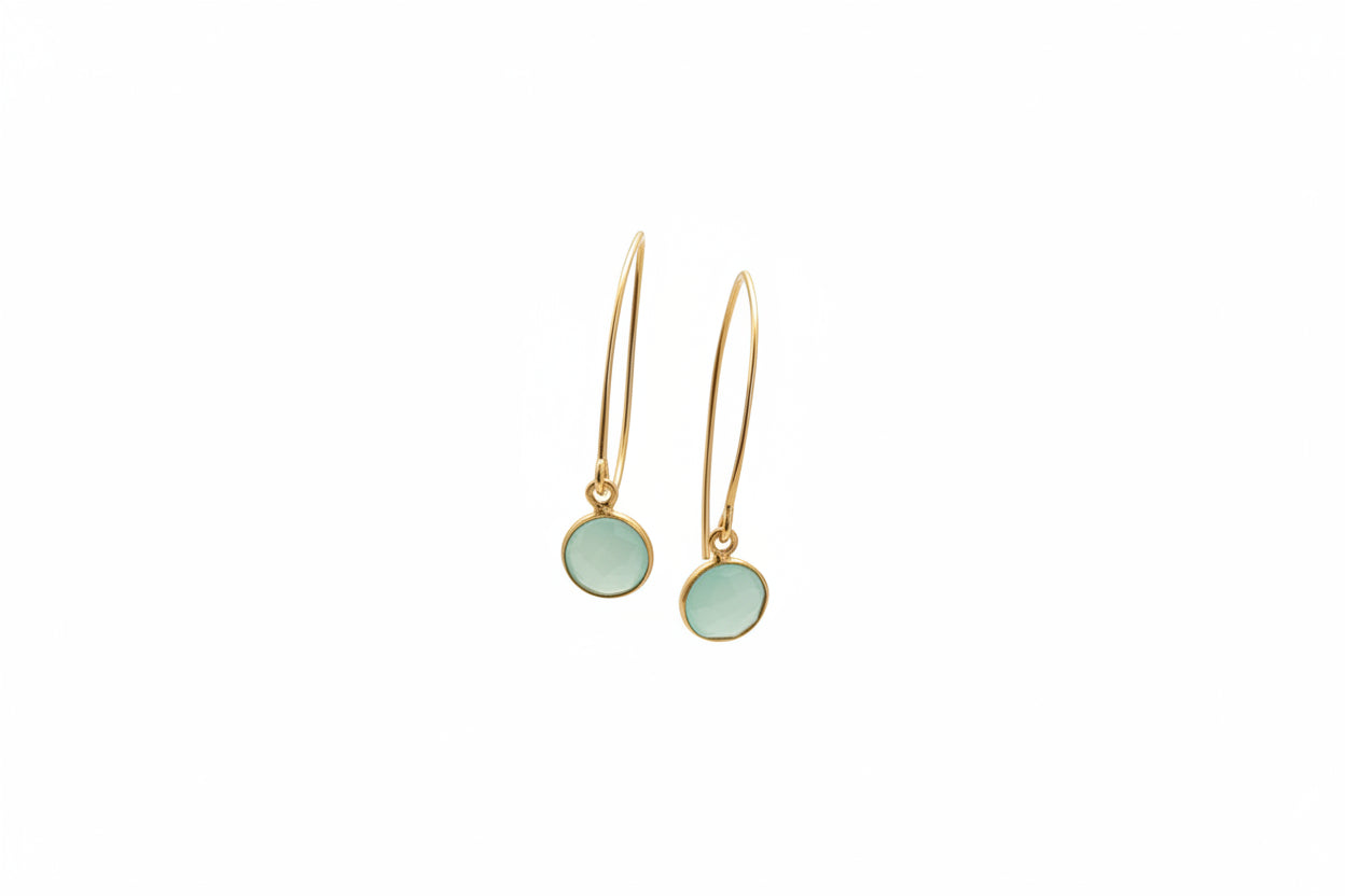 vermeil gold aqua chalcedony earrings