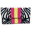 ZEBRA PRINT BEADED CLUTCH
