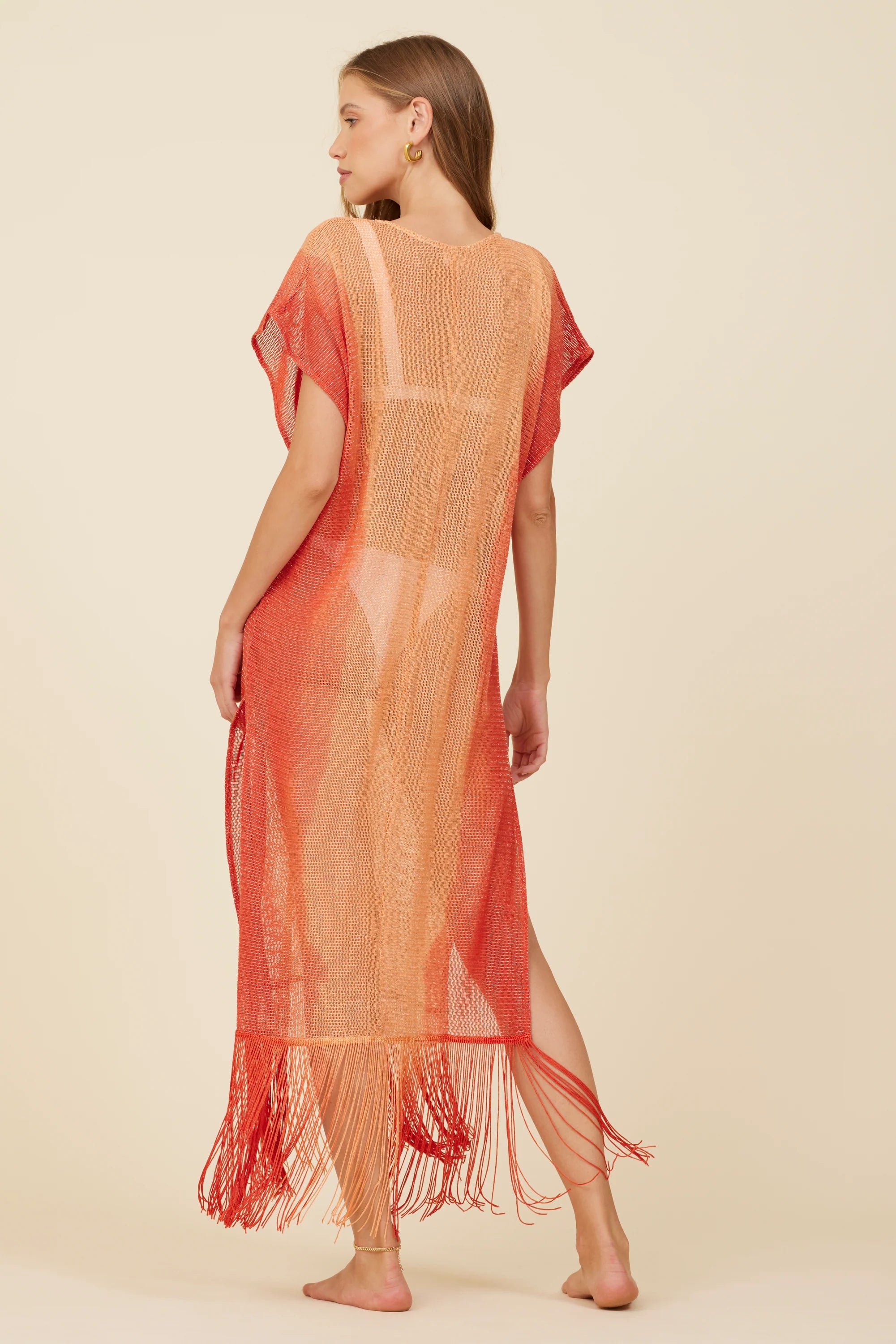 Metallic Rust Mesh Knit Ombre Tunic