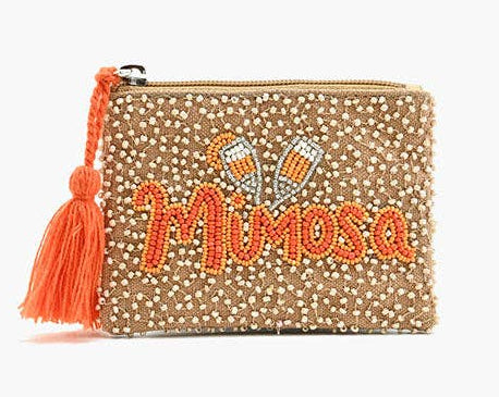 Sunshine, Mimosa, and Vacay Fund coin pouch