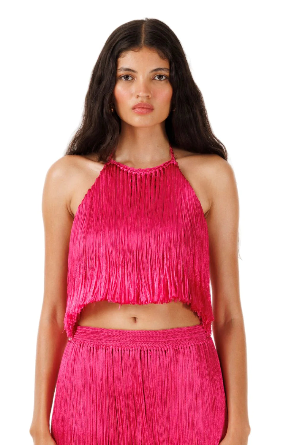 Meringue Hand-Crochet Fringed Top