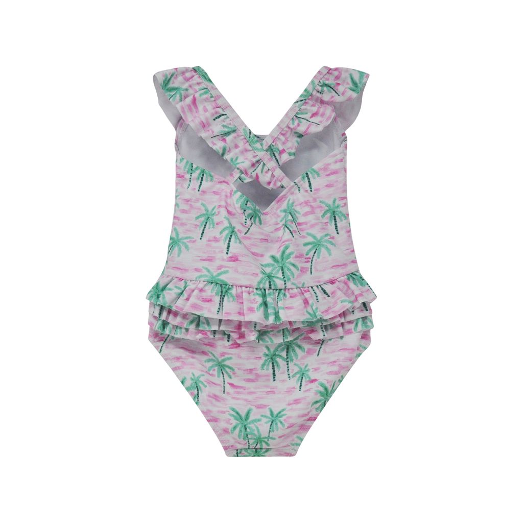 Mindy Crossback Swimsuit ARTSY PALMS UPF 50+ - Sax Style