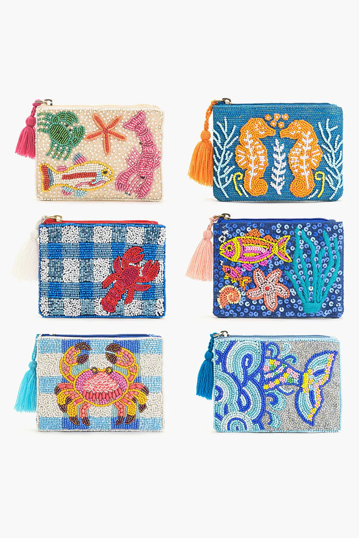 Coastal Elegance Beaded Coin Pouch