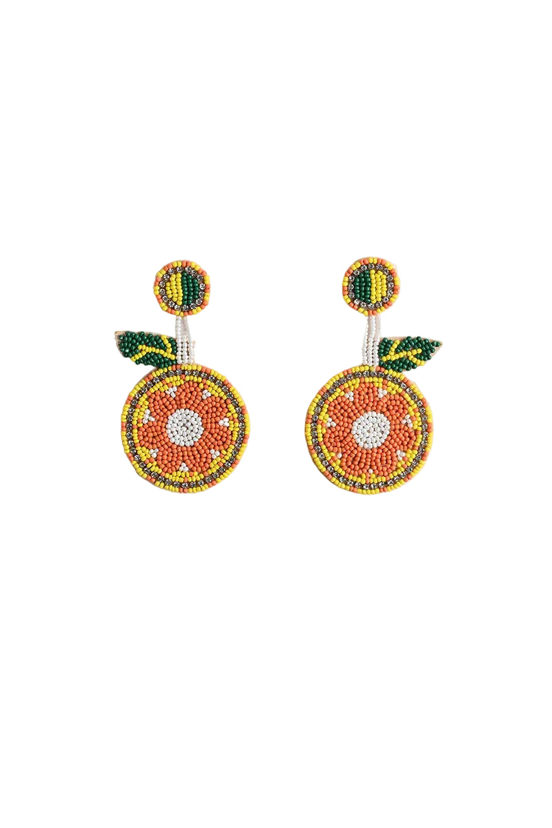 Orange Beaded Earrings