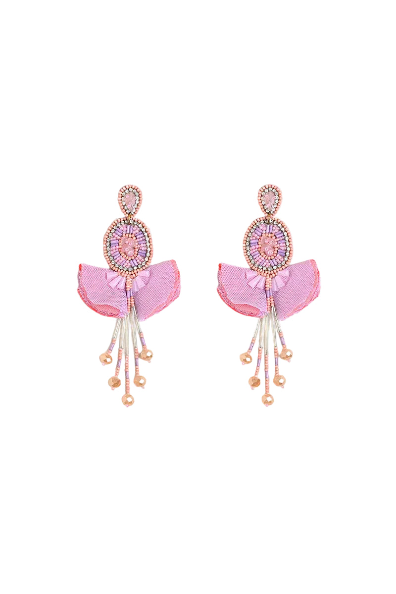 Pink Blossom Beaded Earrings