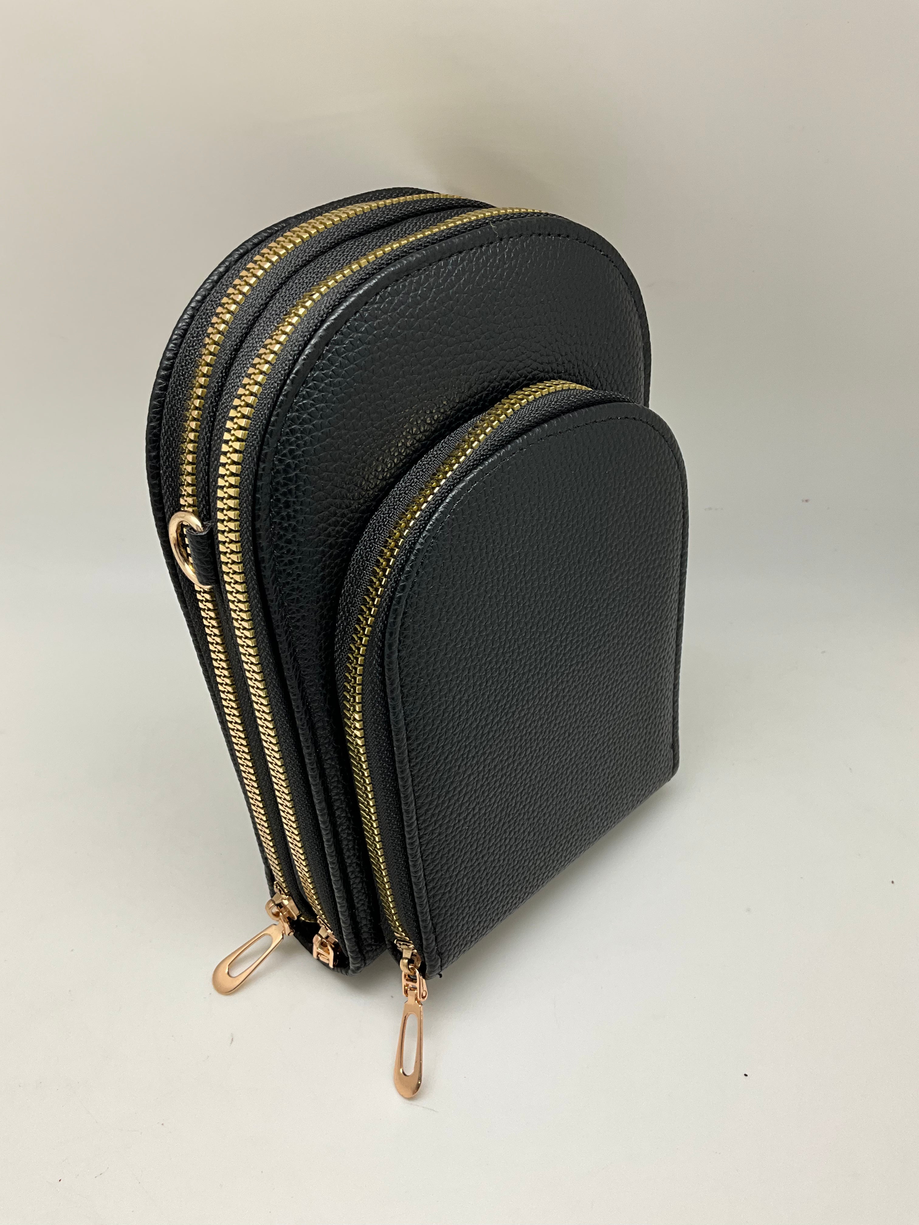 CROSSBODY OVAL 3 ZIPPERED  POCKET BAG