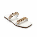 WHITE SANDALS WITH GOLDEN DECORATIONS