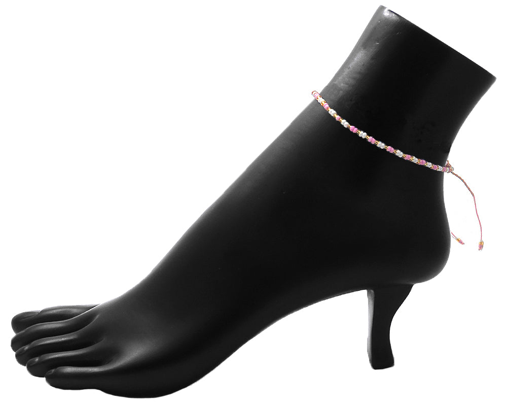 BEADED PULL TIE ANKLET