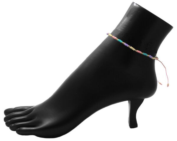 BEADED PULL TIE ANKLET