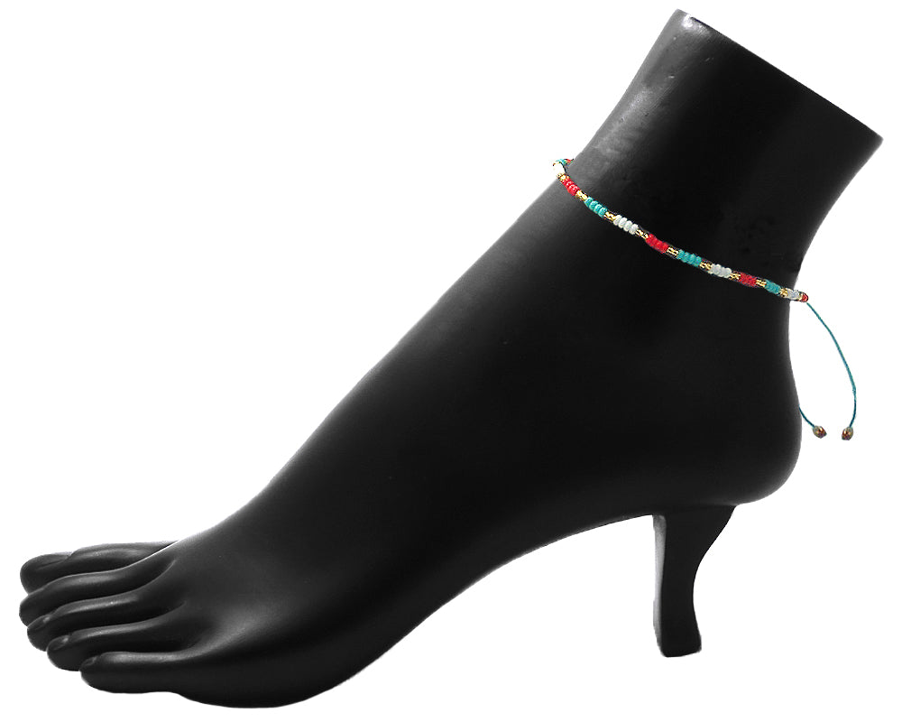 BEADED PULL TIE ANKLET