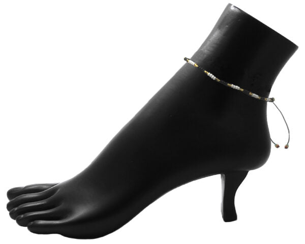 BEADED PULL TIE ANKLET