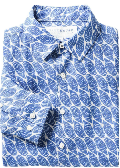 MENS LINEN SHIRT (STRIPED SHEIL,NAVY) - Sax Style