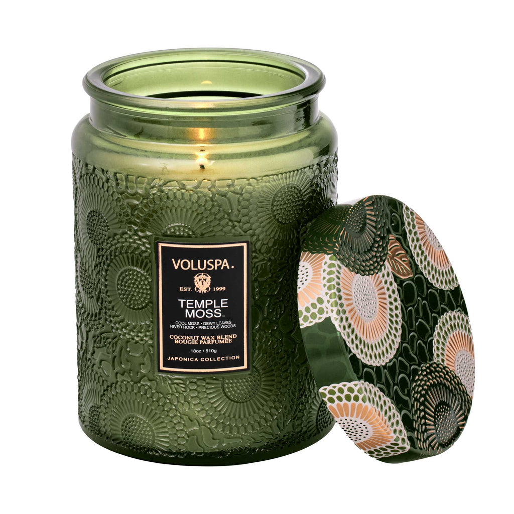 TEMPLE MOSS LARGE JAR CANDLE 18OZ