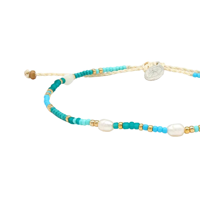 Pearl Beaded Surf Anklet - Sax Style