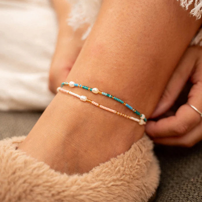 Pearl Beaded Surf Anklet - Sax Style