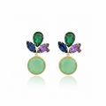 GOLDEN EARRINGS WITH A NATURAL STONE AND COLOURED STONES