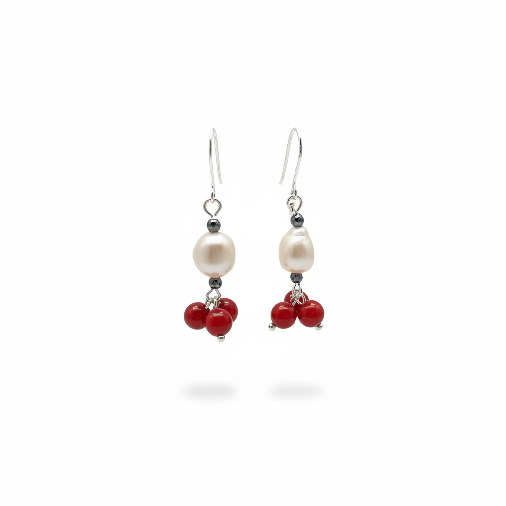 PEARL EARRINGS WITH NATURAL STONES
