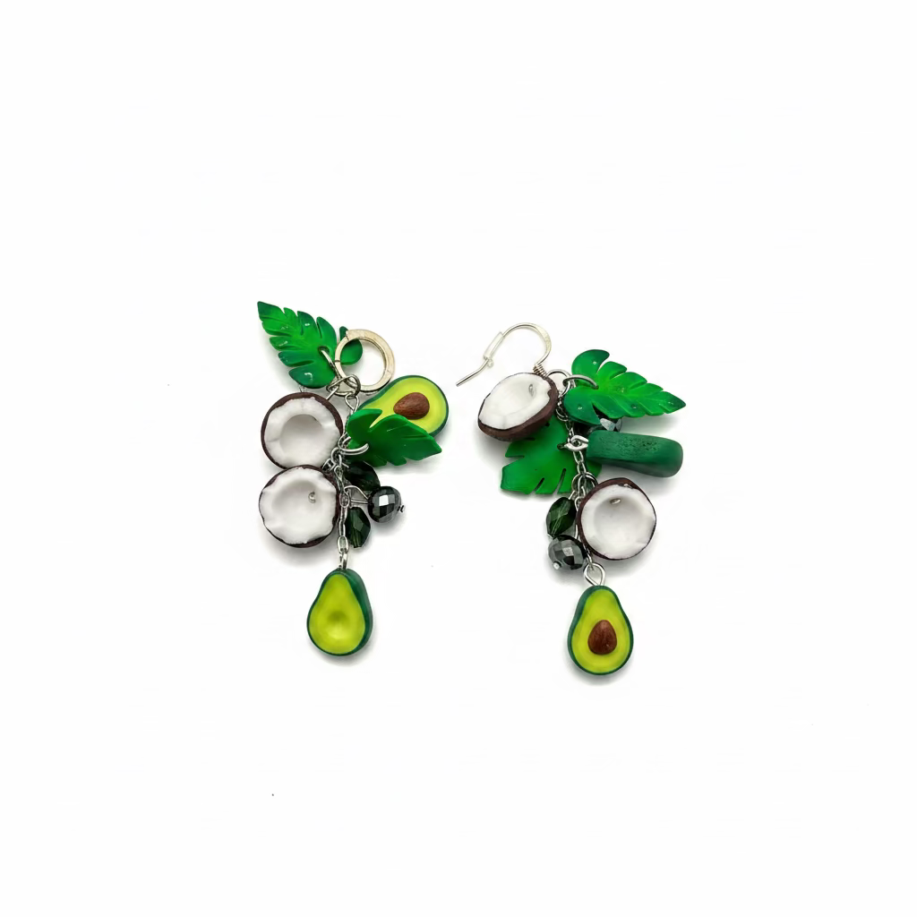HANDMADE TROPICAL AVOCADO EARRINGS