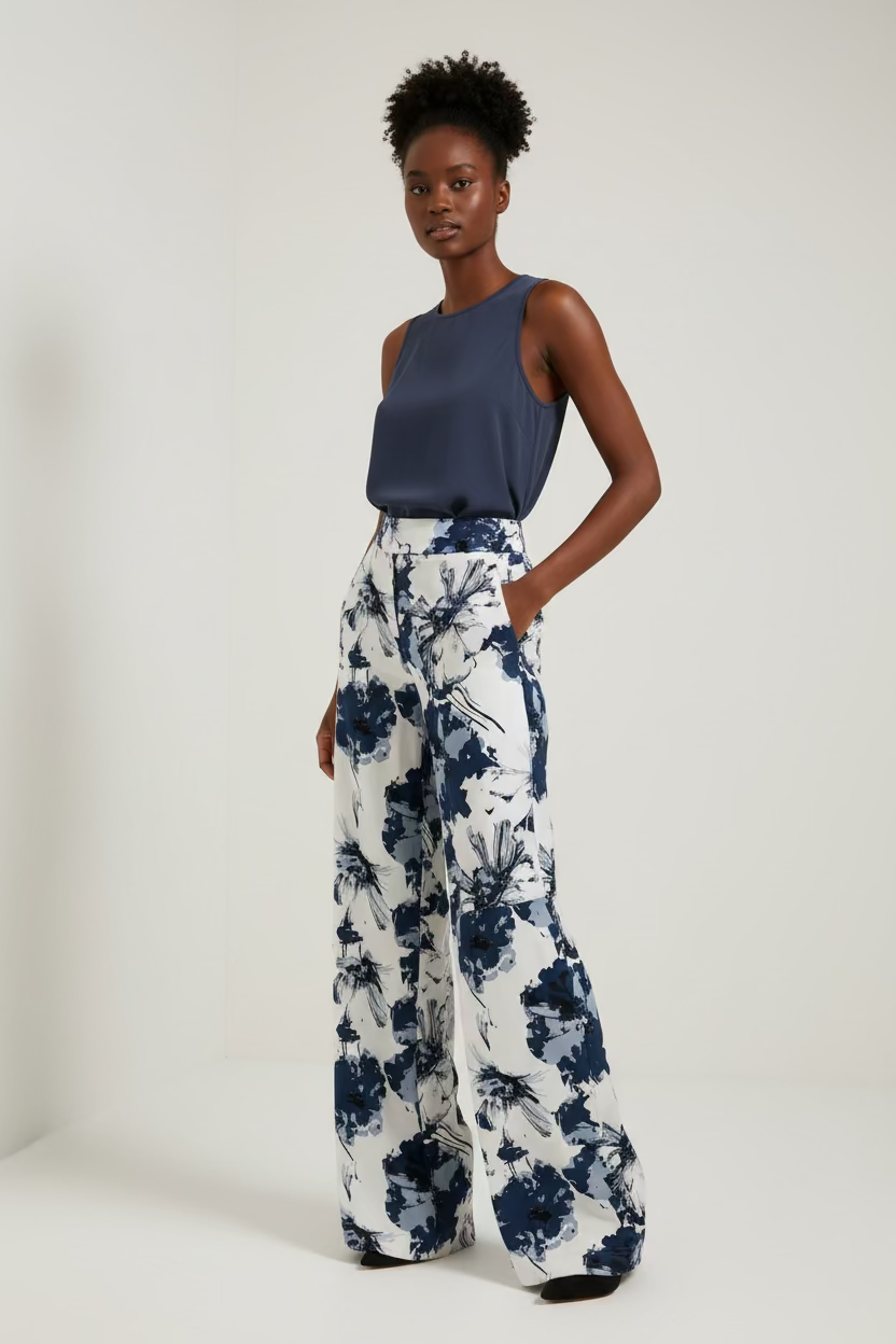 BLUE FLOWER PANTS BLUE