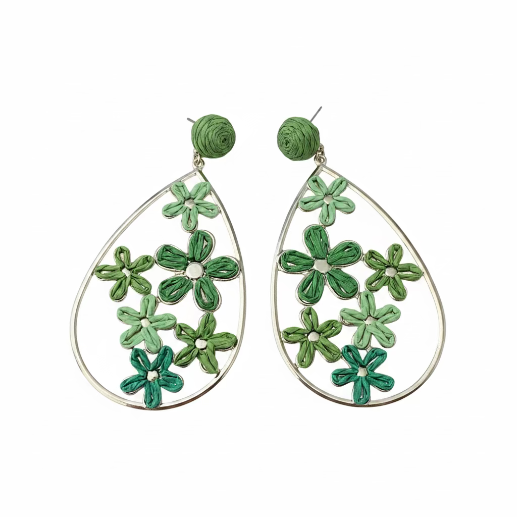 GOLD-PLATED DROP EARRINGS WITH FLOWERS