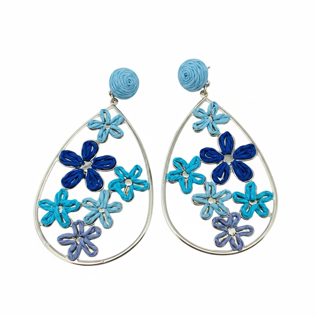 GOLD-PLATED DROP EARRINGS WITH FLOWERS