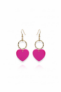 GOLDEN EARRINGS WITH PINK HEART - Sax Style