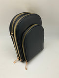 CROSSBODY OVAL 3 ZIPPERED  POCKET BAG