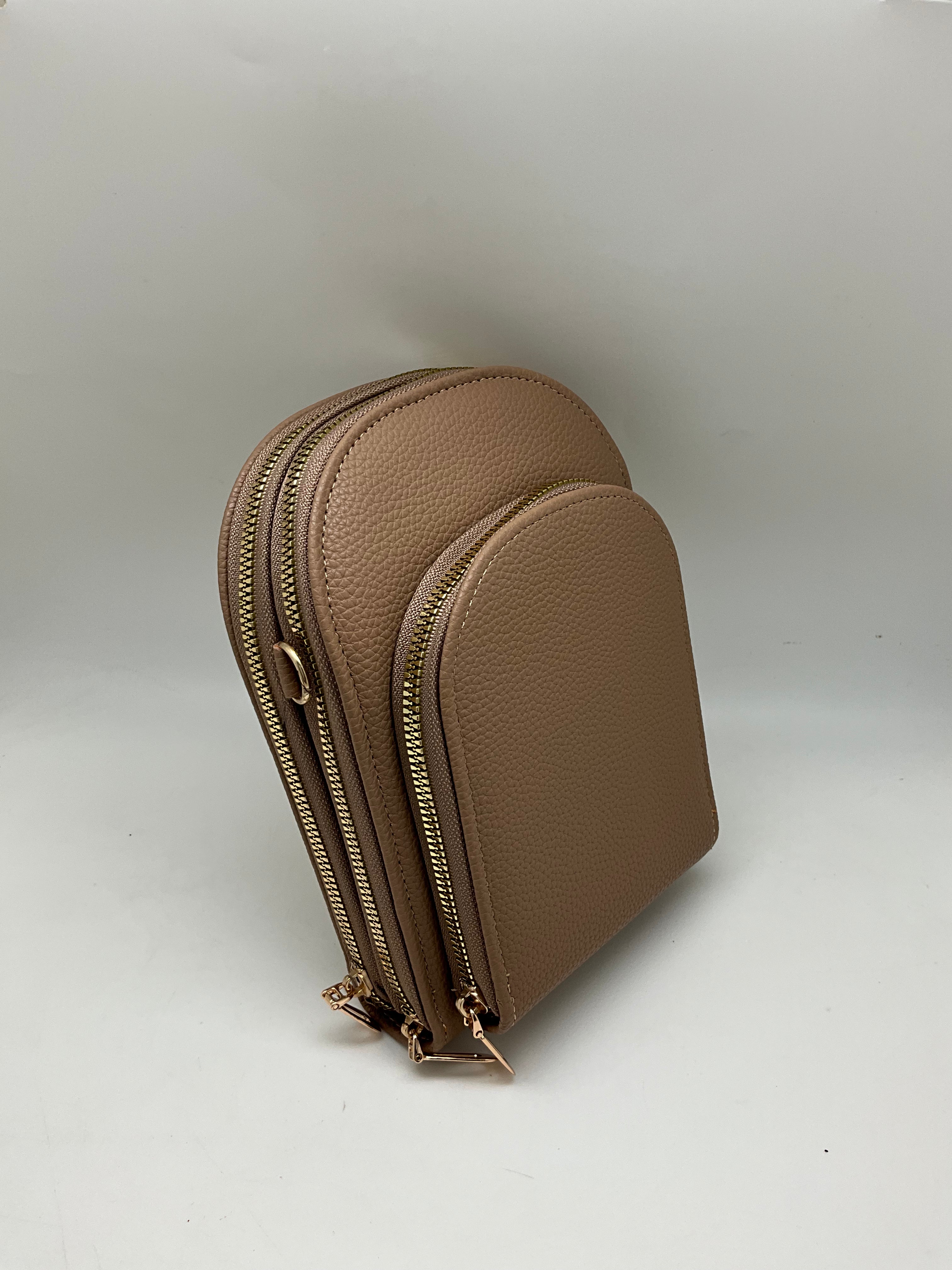 CROSSBODY OVAL 3 ZIPPERED  POCKET BAG