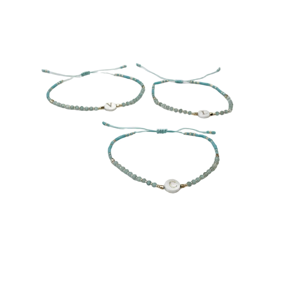 BRACELET WITH ALPHABET ESTONE AMAZONITE