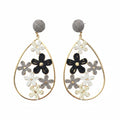 GOLD-PLATED DROP EARRINGS WITH FLOWERS