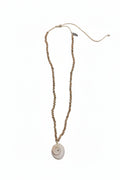 NECKLACE WITH COLOURED BEADS AND A SEASHELL