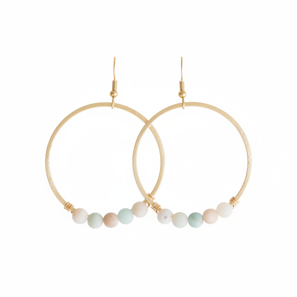 AMAZONITE BEADED HOOPS