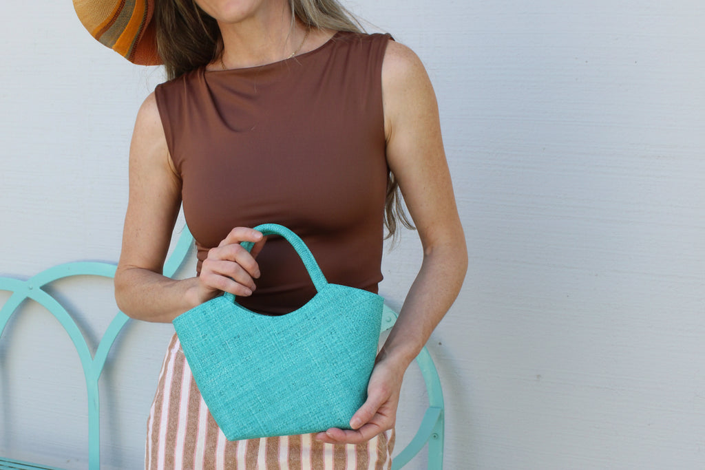 Little Betty Mini Straw Purse Zippered Handbag
