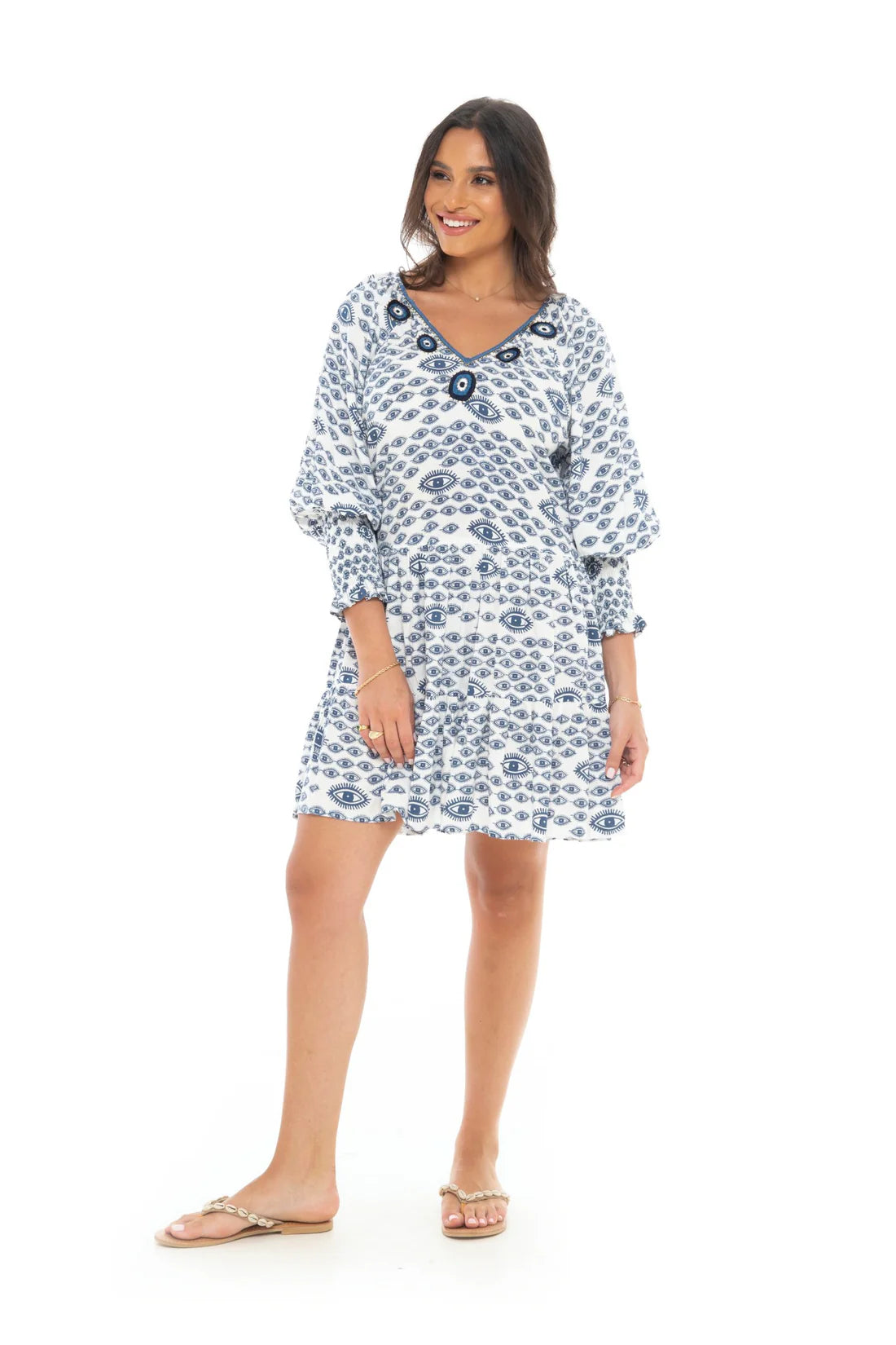 MARRAKECH MANDALA SHORT DRESS INDIGO