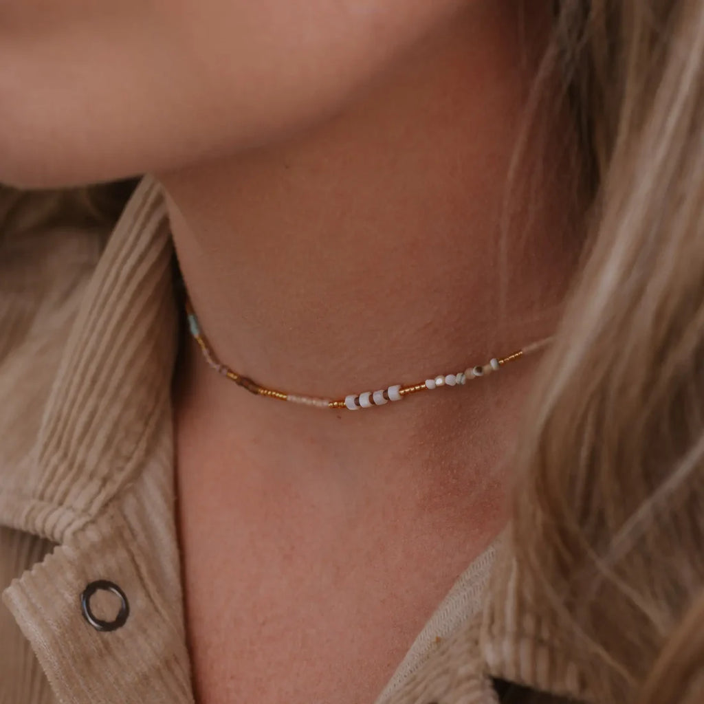 Alam Dainty Beaded Necklace WATERPROOF - Sax Style
