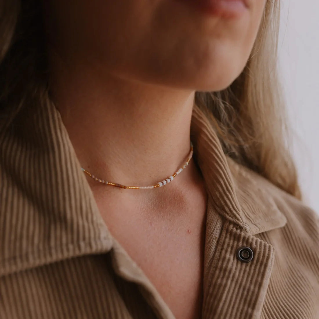 Alam Dainty Beaded Necklace WATERPROOF - Sax Style