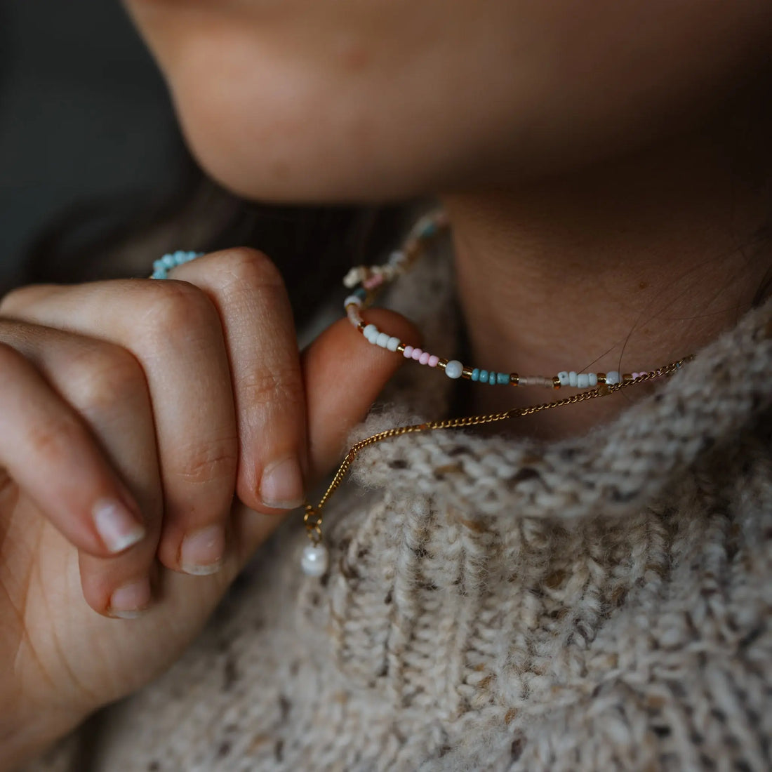Kemboja Pastel Beaded Necklace - Sax Style
