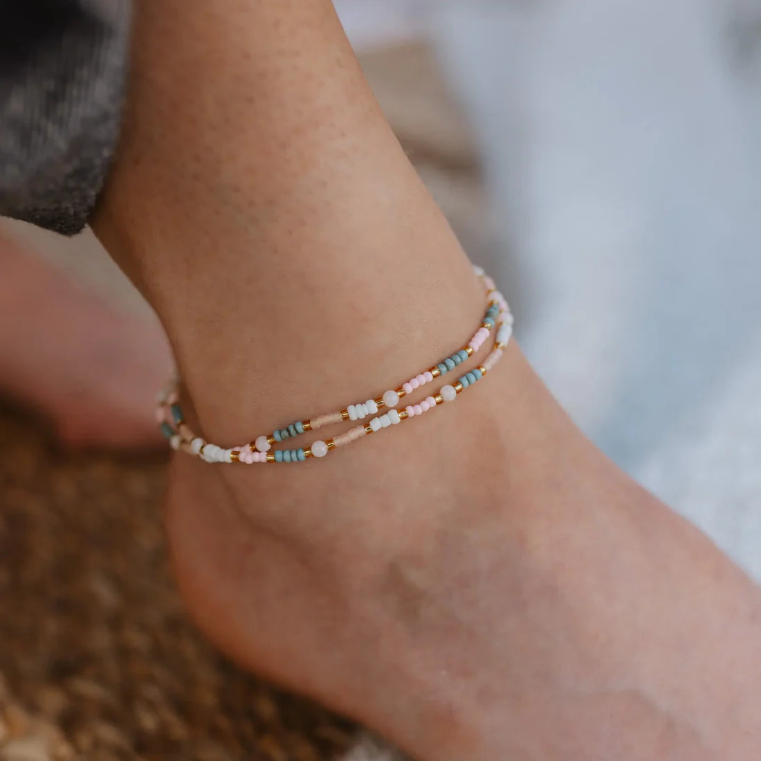 Kemboja Pastel Beaded ANKLET - Sax Style