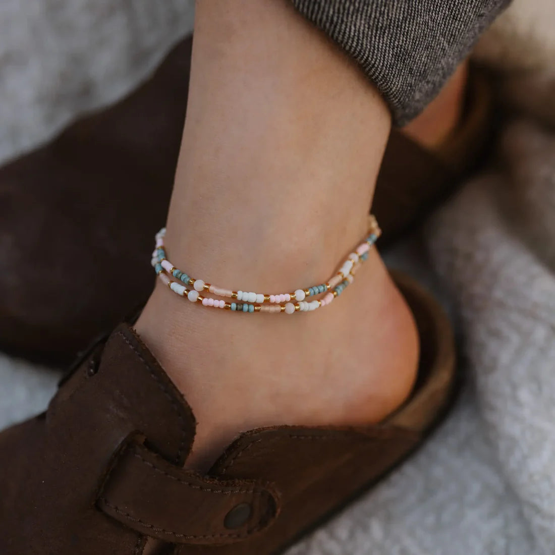 Kemboja Pastel Beaded ANKLET - Sax Style