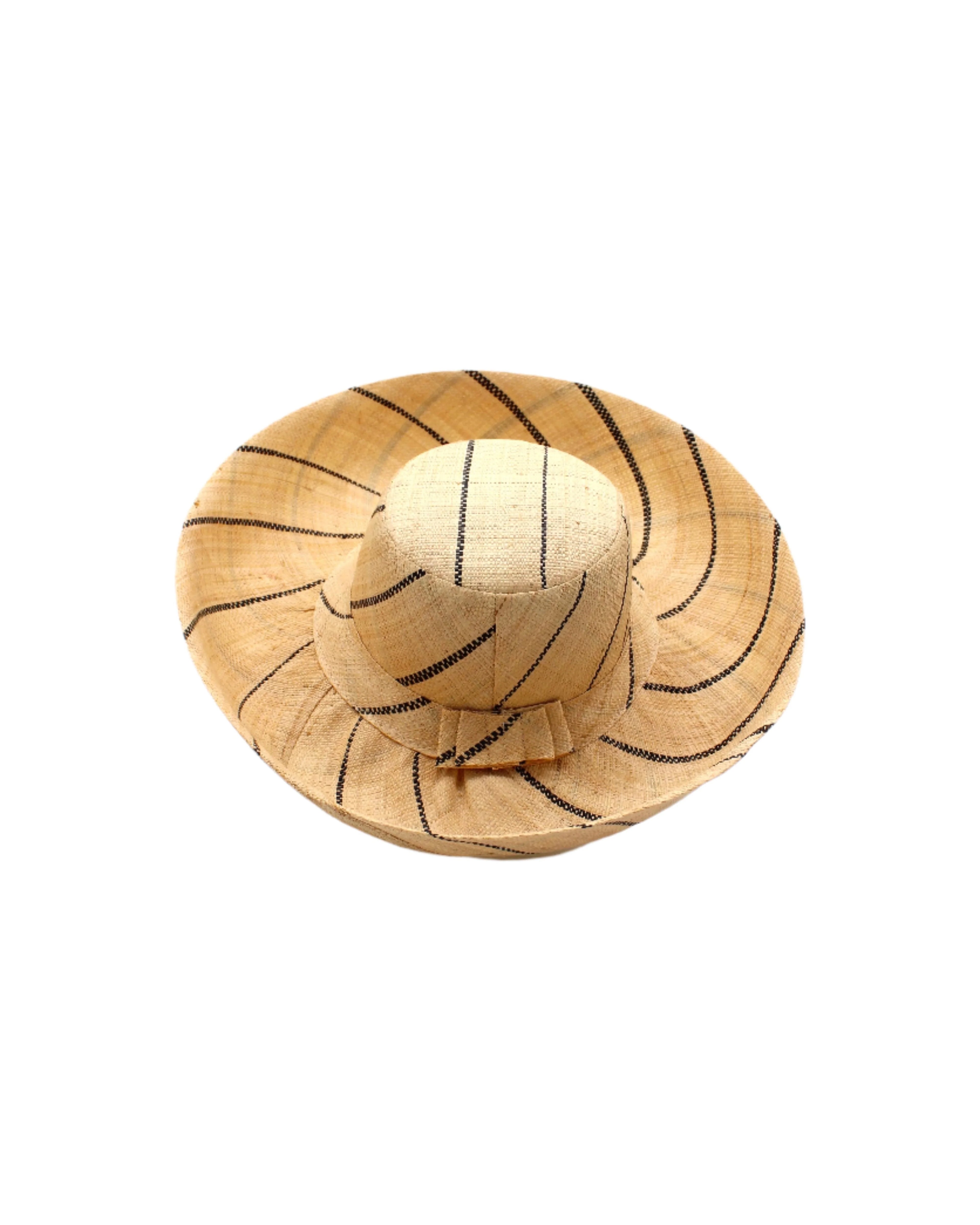Monica 5" & 7" Wide Brim Multicolor Pinstripe Pattern Packable Straw Sun Hats