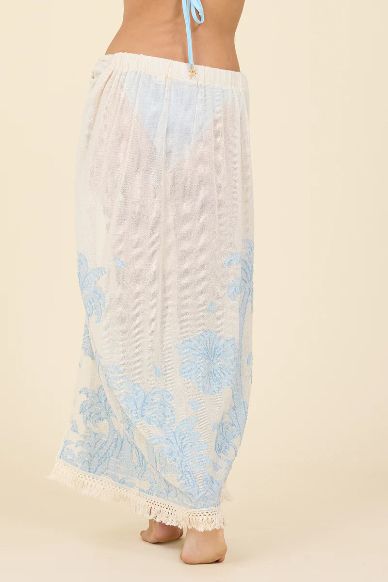 TROPICAL LANSDCAPE O-RING MAXI SKIRT WITH THIGH SLEEVES
