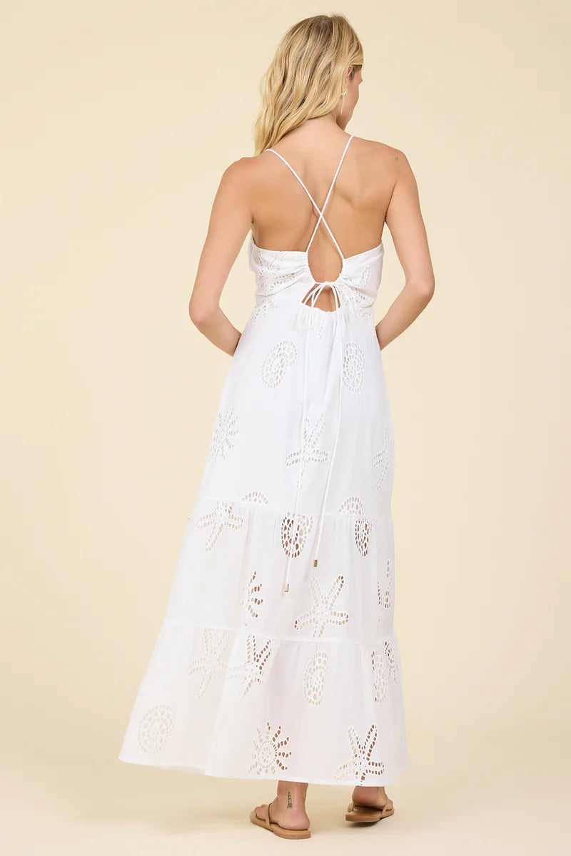 WHITE OCEAN EYELET MAXI DRESS