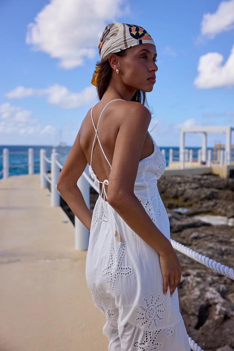 WHITE OCEAN EYELET MAXI DRESS