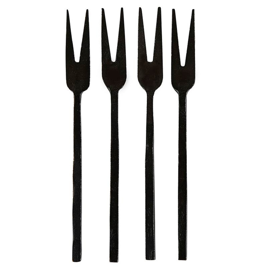 BLACK MATTE HAMMERED APETIZER FORKS