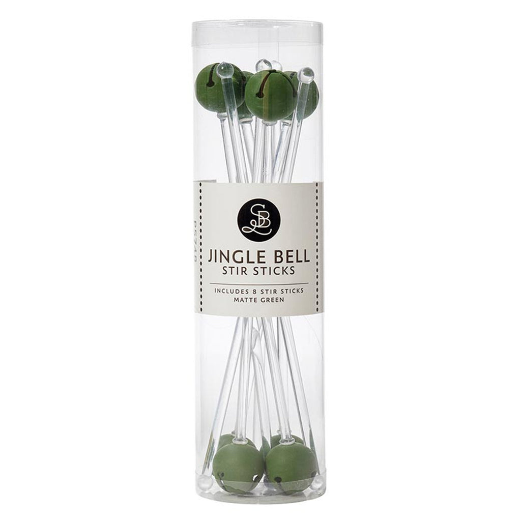 Matte Green Jingle Bell Stir Sticks