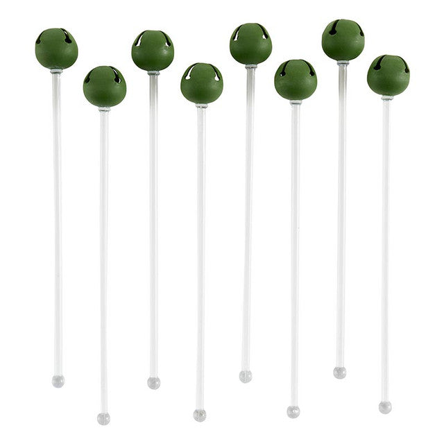 Matte Green Jingle Bell Stir Sticks