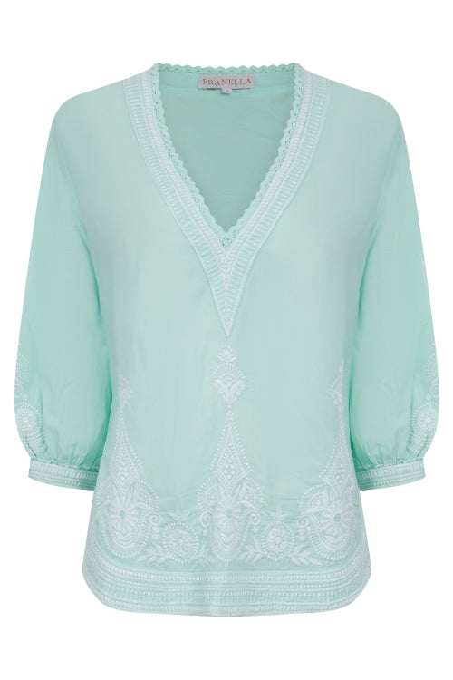 ISOLA MINT WHITE BLOUSE