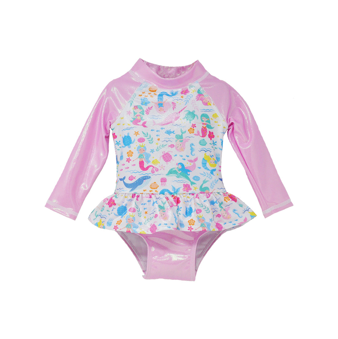 Alissa Infant Ruffle Rash Guard Swimsuit MERMAID FRIENDS UPF 50+ - Sax Style